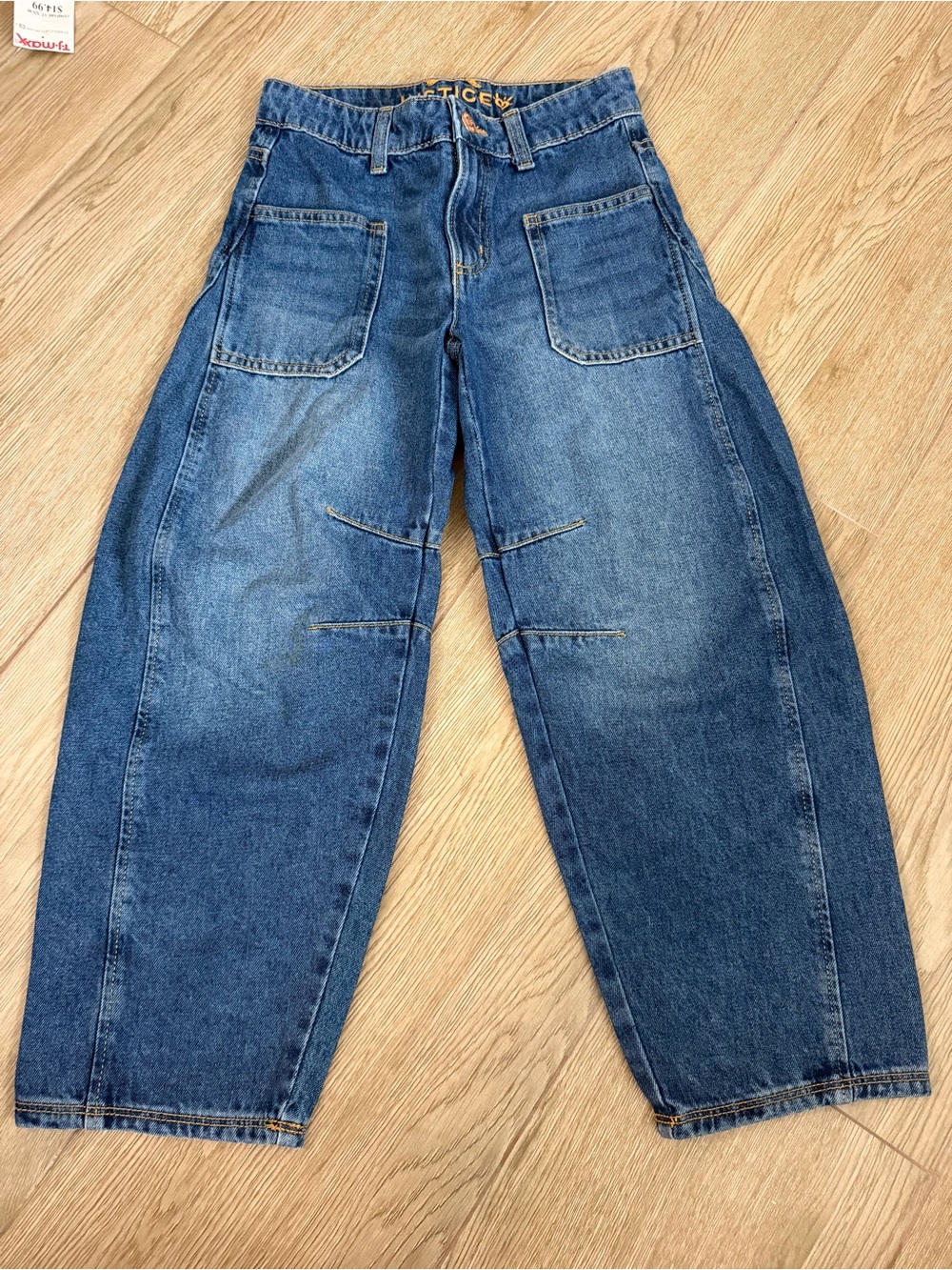 Justice Girl's Denim Barrel Blue Jeans☆ Medium Wash Color☆Size 8